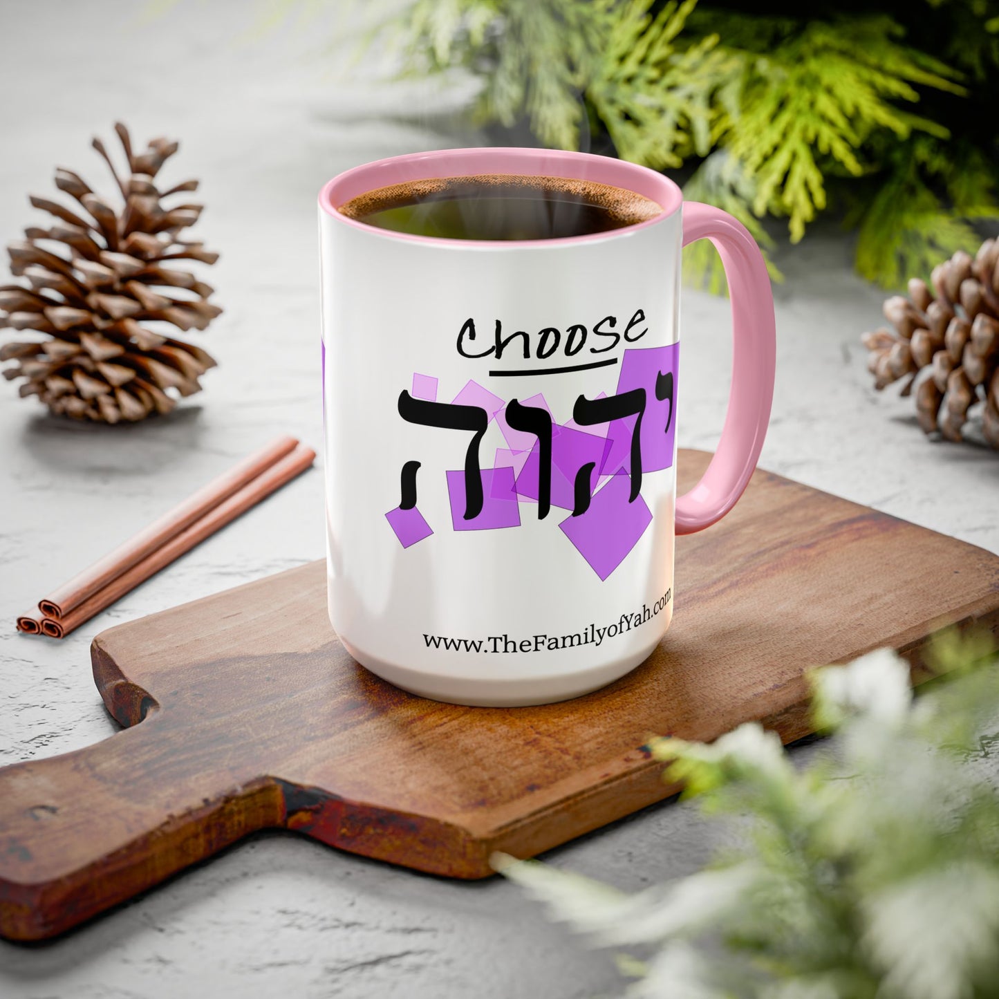 Choose Yahuah Coffee Mug w/ Hebrew Text - (11oz, 15oz) - PINKs